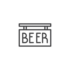 Beer Signboard outline icon. linear style sign for mobile concept and web design. simple line vector icon. Symbol, logo illustration. Pixel perfect vector graphics