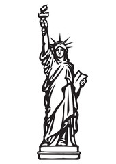 The Statue of Liberty New York city.Black and white skethc.Hand drawn vector