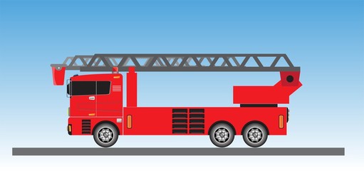 Fire Truck on blue sky background