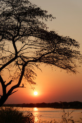 Sunset at the Okavango River, Namibia, Africa
