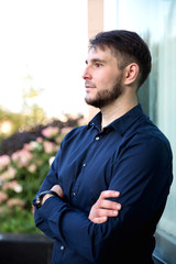 portrait of young man on the street location 