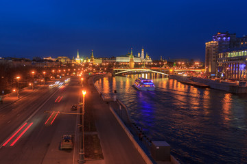 Fototapeta na wymiar View of Moscow Kremlin at evening .