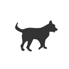 Dog. Stroll. Silhouette isolated on white background. Icon. For your design