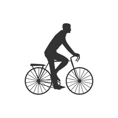 Cyclist. Sport. Stroll. Silhouette isolated on white background. Icon. For your design