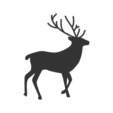Deer. Silhouette isolated on white background. Icon. For your design
