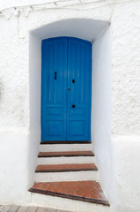 house door painted in blue