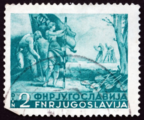 Postage stamp Yugoslavia 1950 surveying for highway