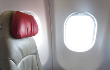 Empty aircraft seats and windows
