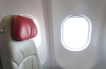 Empty aircraft seats and windows