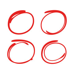 red hand drawn oval markers