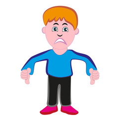 The evil guy shows his displeasure with hand gestures.