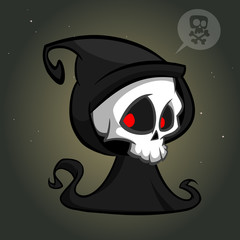 Cartoon illustration of spooky Halloween death skeleton character mascot isolated on white background. Grim reaper
