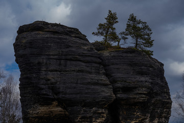 A view of the spring sandstone rocks