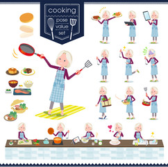 flat type purple shirt old women White_cooking