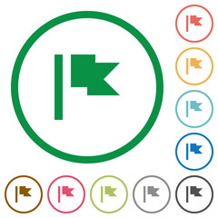 Flag flat icons with outlines