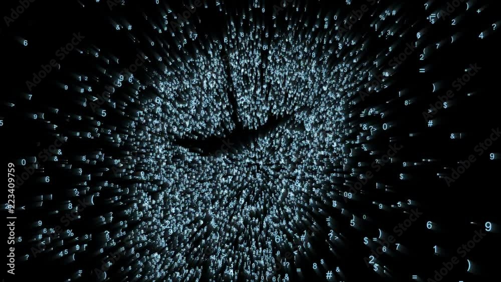 Wall mural the force logo in the digital space, the animation consists of a stream of numbers and symbols