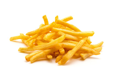 potato fry on white isolated background
