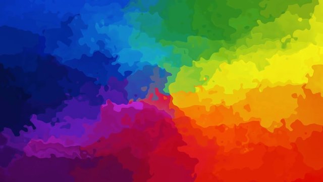 abstract animated stained background seamless loop video - watercolor splotch effect - conical rainbow full color spectrum schema
