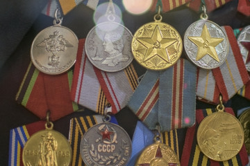 Medals of the USSR on the veteran