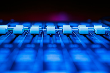 Fototapeta premium Horizontal Pro Audio Mixing Desk Faders