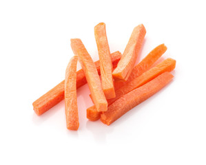 raw chopped carrot isolated on a white background