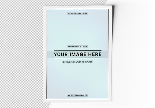 Sheet of Paper Isolated on White Mockup