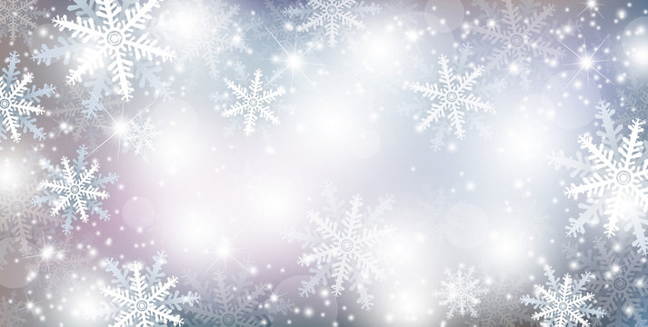 Christmas background design of falling snowflake and snow winter season vector illustration
