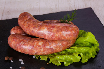 Raw pork sausages