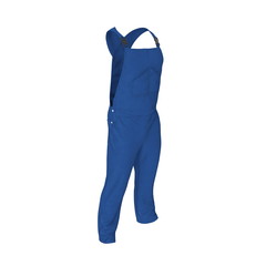 Blue Workwear Overalls On White Background. 3D Illusration, isolated