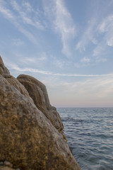 Playa de aro. horizonte marítimo al atardecer de verano.