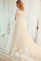 beautiful bride in a chic wedding dress