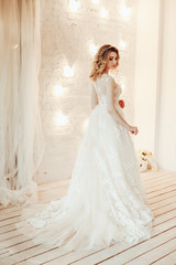 beautiful bride in a chic wedding dress