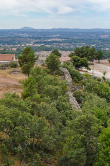 Fototapeta na wymiar Muralla entre la vegetación en el Castro do Jarmelo, distrito de Guarda. Portugal.