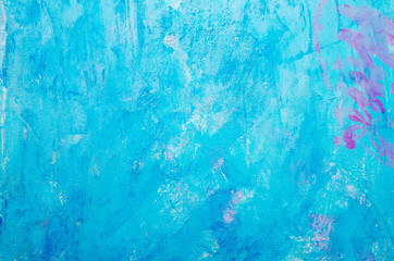 abstract hand painted blue paint canvas background