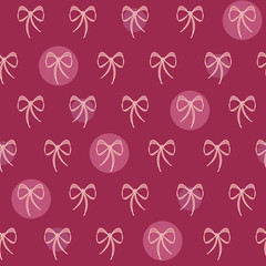 Vector Retro Lace Bows with Circles seamless pattern background. Perfect for fabric, scrapbooking and wallpaper projects.