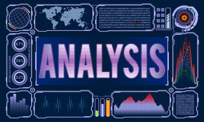 Futuristic User Interface With the Word Analysis. Vector illustration for your design