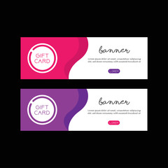 Gift card template. Creative Banner  Design. Vector Illustration. Abstract purple and magenta vocher