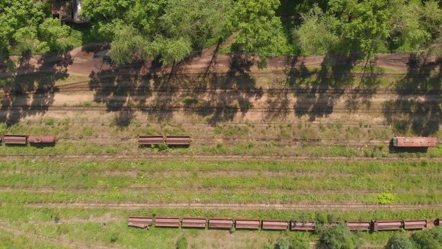 Branches of the railway at the marshalling yard, an abandoned station of a narrow-gauge railway in the production of peat. Korintorf, Russia.