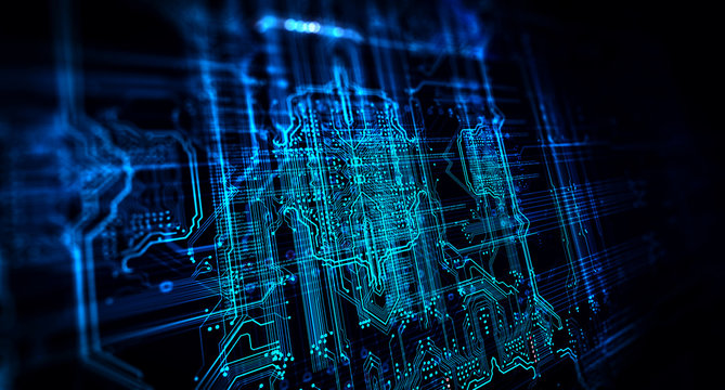 Technology background/Abstract technology background made of different element printed circuit board.  Printed circuit board in the server executes the data. 