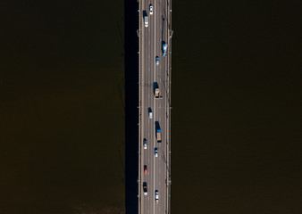 Bridge over the river from aerial view