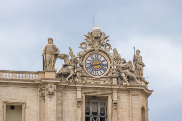 Fototapeta na wymiar Vatican city travel sculpture around the clock tower, tourism