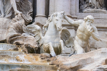 details of the fountain of trevi, Rome, Italy