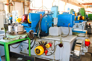 Industrial iron lathe for cutting, turning of billets from metals, wood and other materials, turning, manufacturing of details and spare parts at the factory