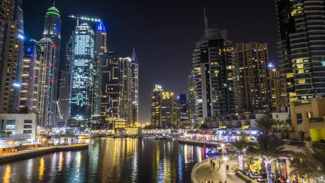 Dubai at night timelapse showing the wealth and splendour of the rich city
