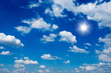 White clouds in blue sky.