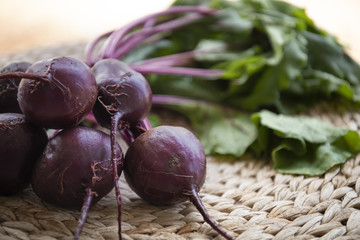 Fresh organic beet roots from the local garden