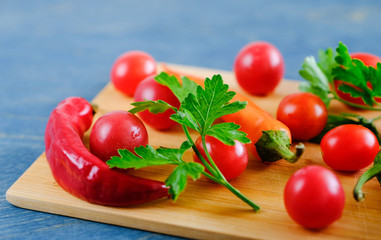 Fresh and raw  vegetables for a salad