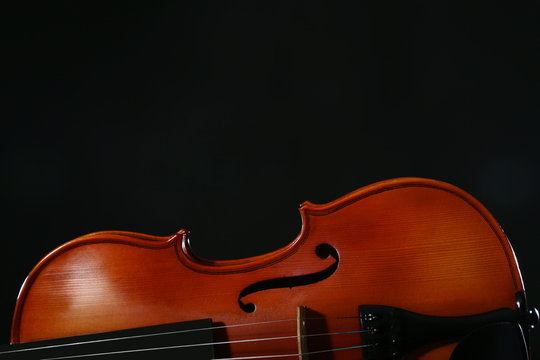 Violin on black background