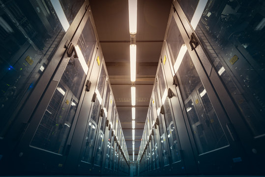 Modern data center room.