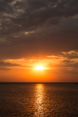 Naklejka premium dawn overlooking the sea and the horizon in the summer in the port of Odessa